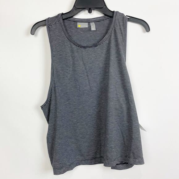Zella Womens Work For It Stripe Tank Top Large Black NWT - Picture 2 of 5